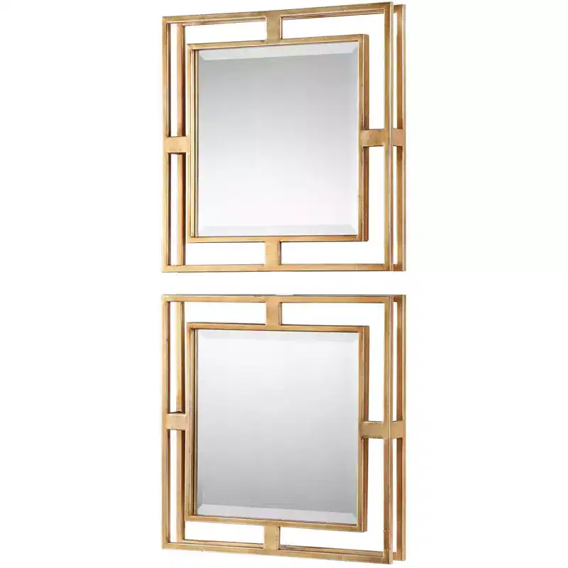 Antiqued Gold Leaf 18 Square Wall Mirror