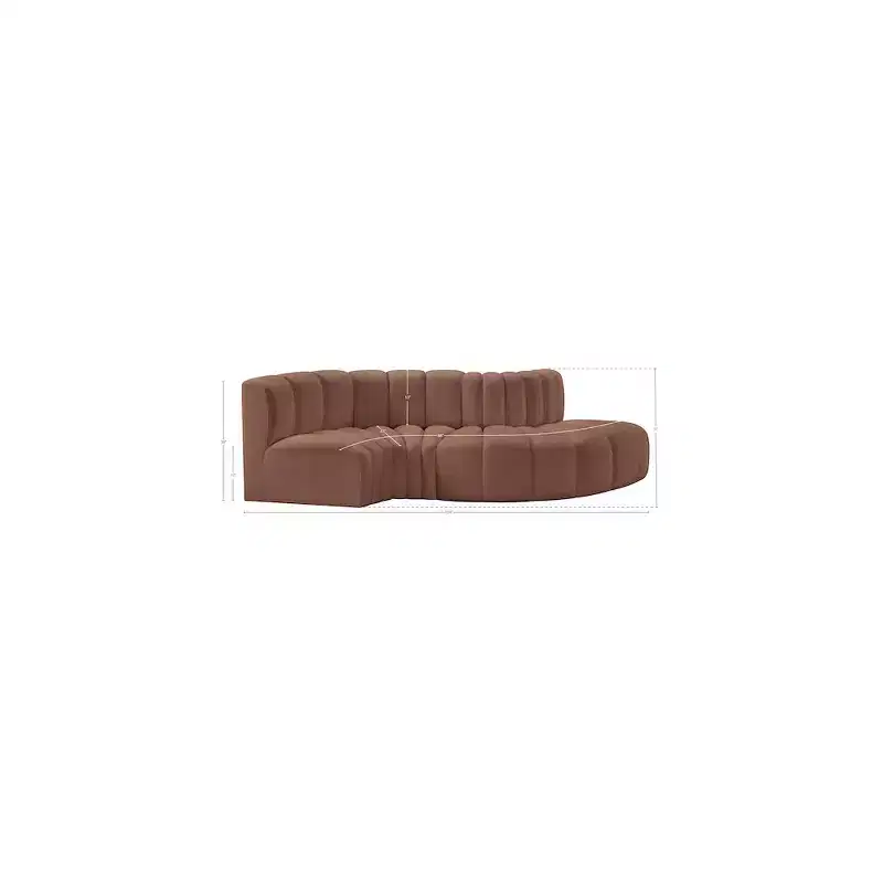 Meridian Furniture,Arc Cognac Vegan Leather Modular Sofa