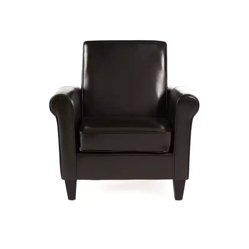 Cinnabar Contemporary Upholstered Club Chair with Rolled Arm