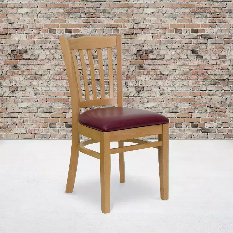 Vertical Slat Back Wooden Restaurant Chair