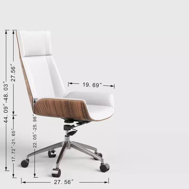 Tree City- High Back Executive Office Chair with Walnut Bent Wood Back and Faux Leather Seat  Swivel & Rolling Base