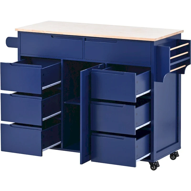 53 in. W Kitchen Island with Countertop and Drawers - N/A