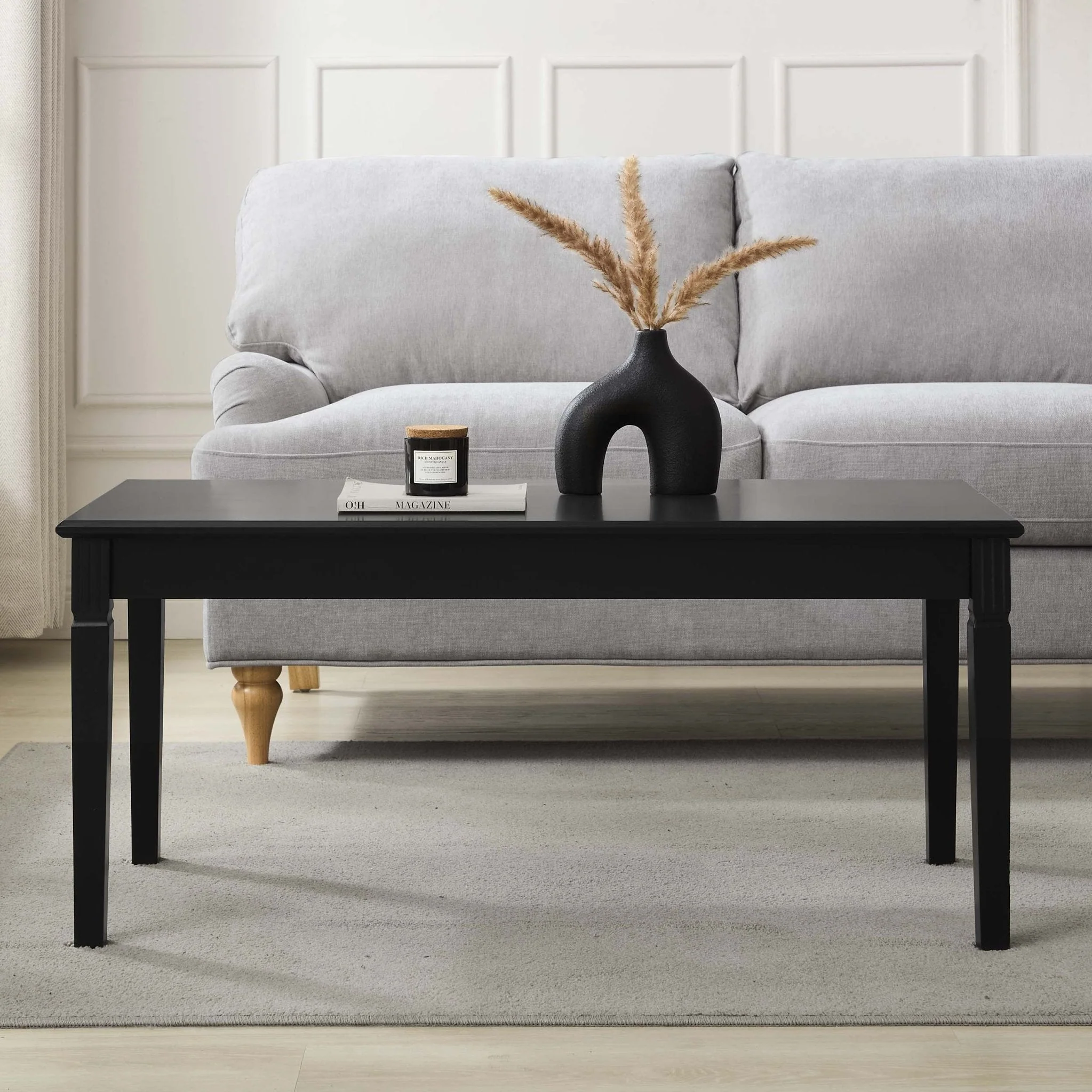 Classic Black Painted Coffee Table with Clean Lines for Living Room