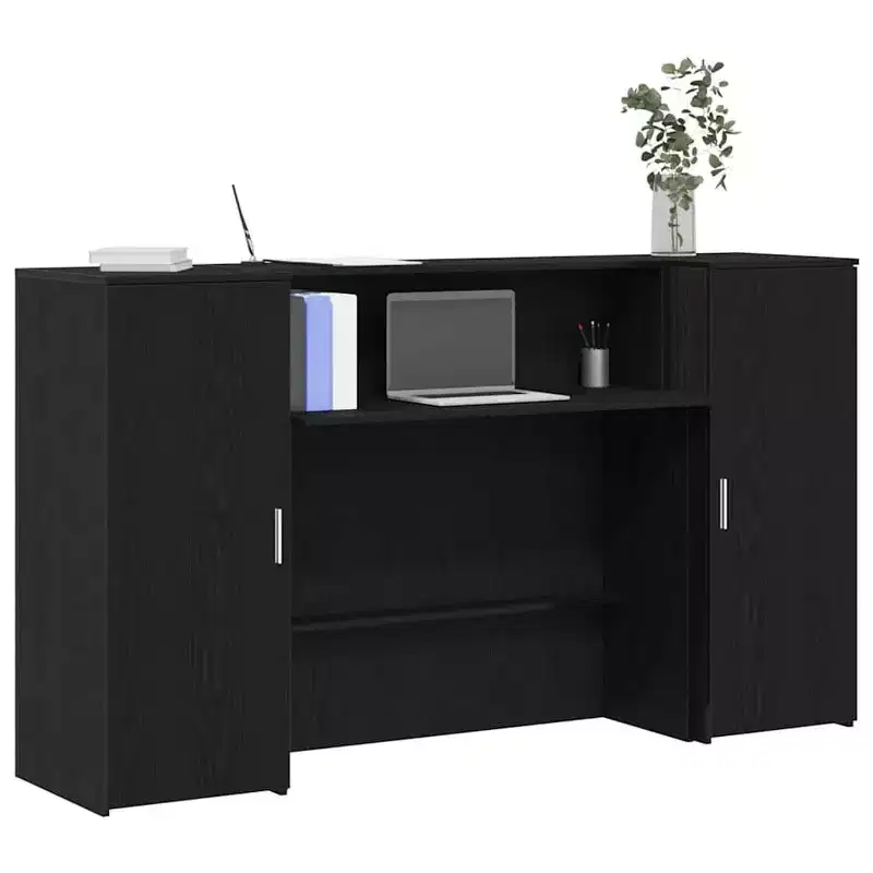 vidaXL Reception Desk Black Oak 70.9x19.7x40.7 Engineered Wood