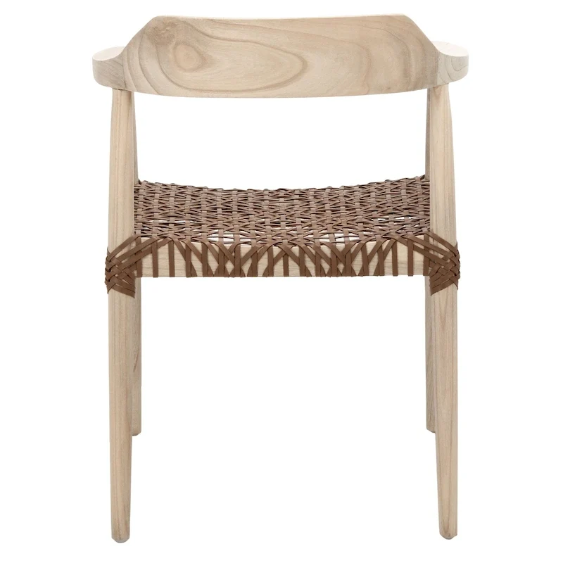 Munro Wanda Woven Leather & Solid Wood Accent Chair (Fully Assembled) - 22 W x 20.5 L x 28.5 H - 22Wx21Dx29H