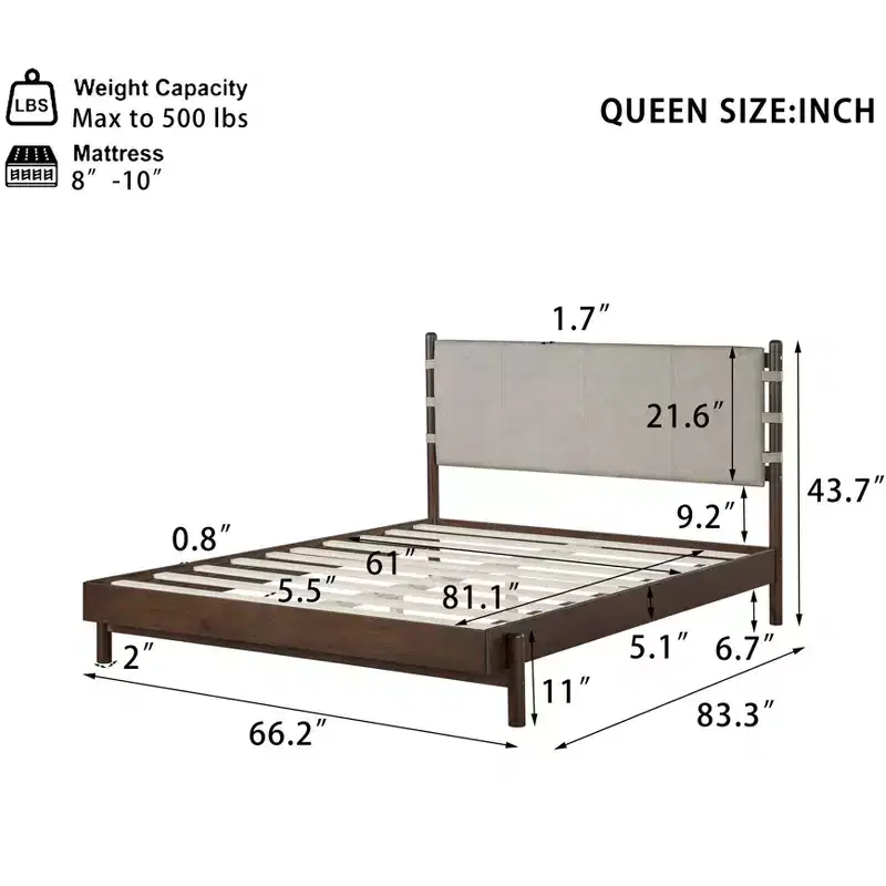 Christopher Knight Home Evelyn Mid-Century Modern Rubberwood Bed with Upholstered Headboard