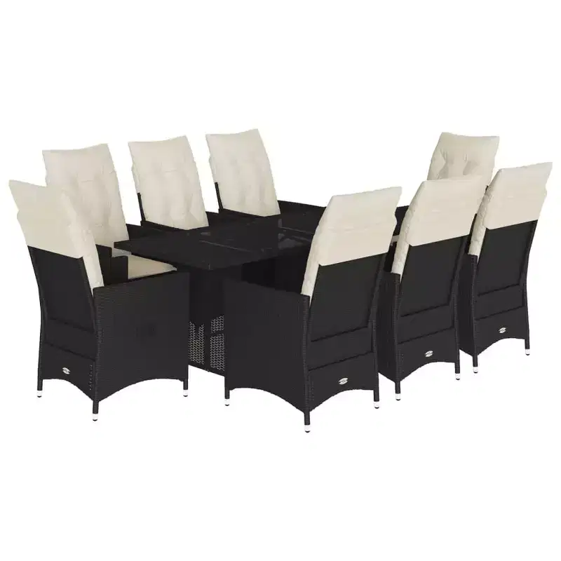 vidaXL Garden Dining Set Black, Cream White