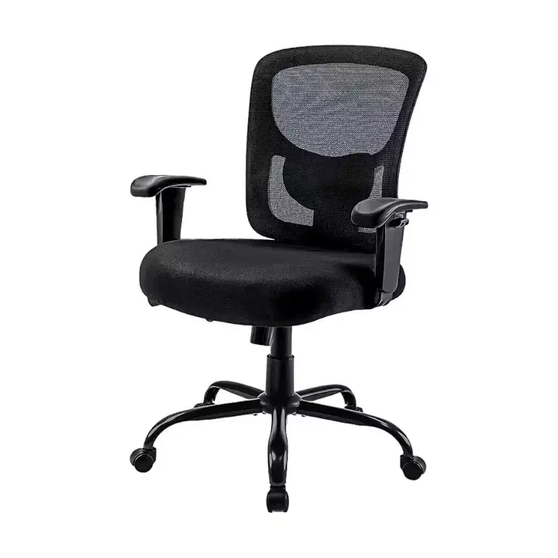 HomeRoots Black Fabric Mesh and Steel Adjustable Swivel Rolling Executive Office Chair