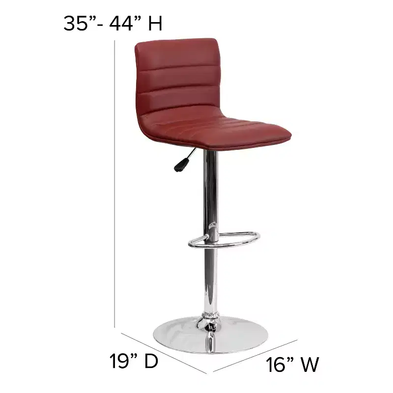 Emma and Oliver Coti Modern Channel Tufted Upholstered Height Adjustable Mid-Back Stool and Pedestal Base with Footrest