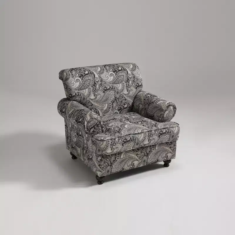 Floral Upholstered Chair - Chenille Fabric,Cozy Lounge Chair for Living Room, Bedroom, or Office