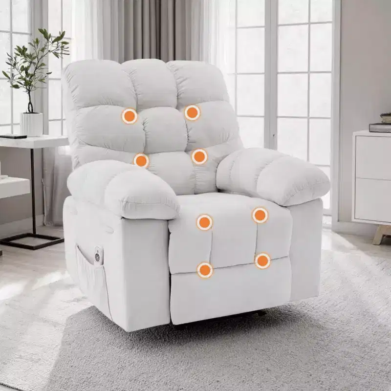GustoWave Oversized Recliner Chair for Adult w/Massage and Heat, Overstuffed Breathable Fabric Reclining Sofa for Living Room