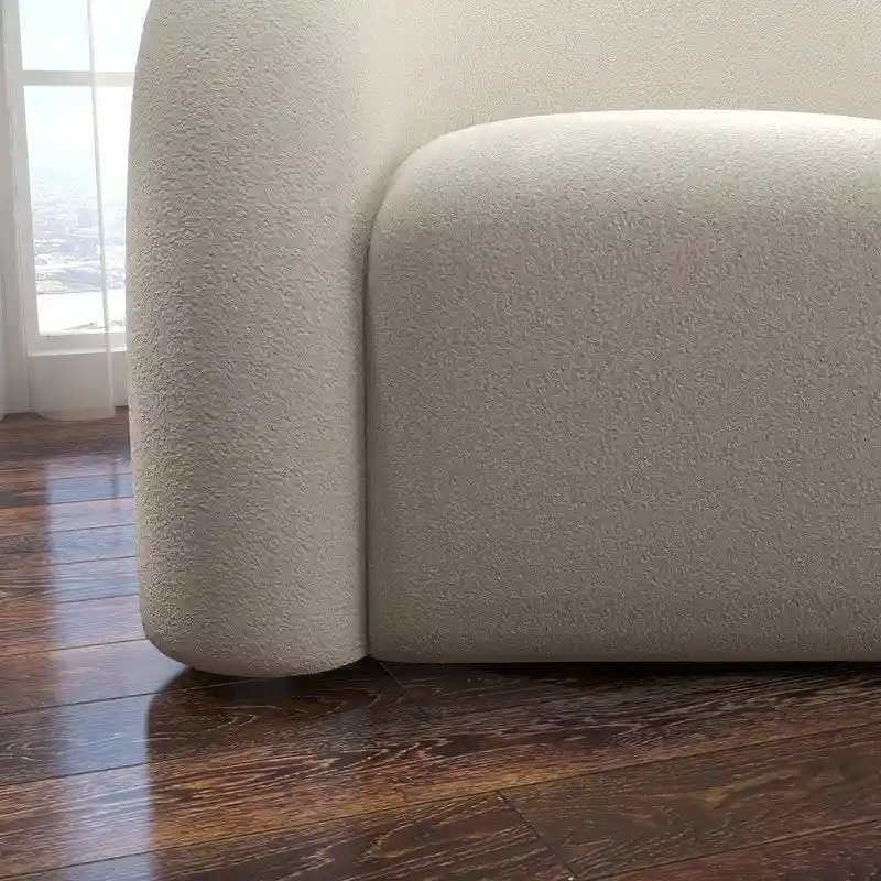 SEYNAR Modern Glam 360 Degree Swivel Teddy Upholstered Accent Armchair with Tufted Back