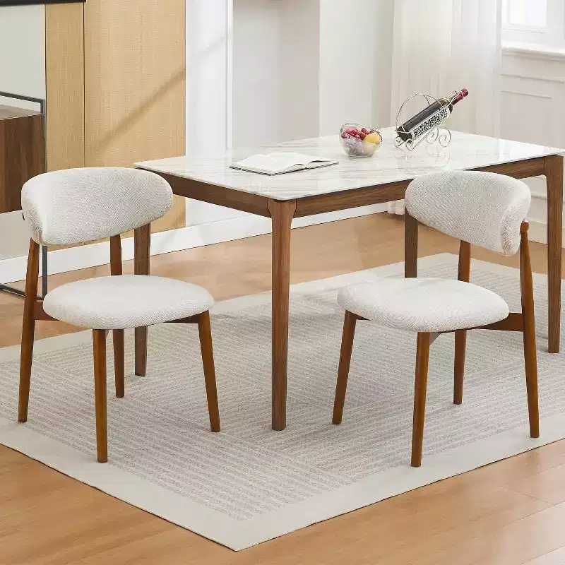 2pcs Wooden Dining Chairs,Modern Fabric Upholstered Dining Room Chair Kitchen Chairs,Farmhouse Dinner Chair for Kitchen