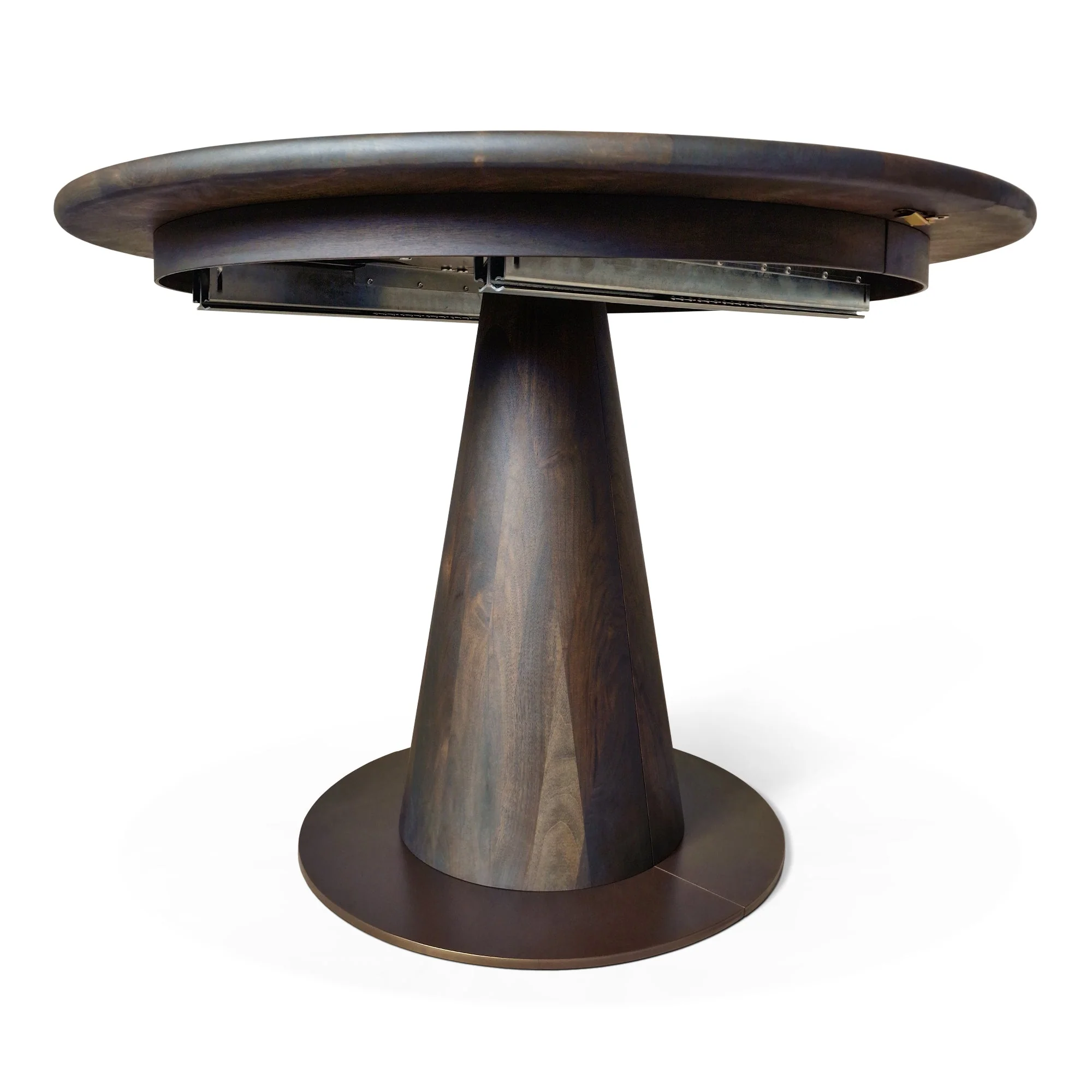 Walnut Round Dining Table - Introducing our handcrafted round dining table in oak with pipe legs - a stunning addition to any home - Made