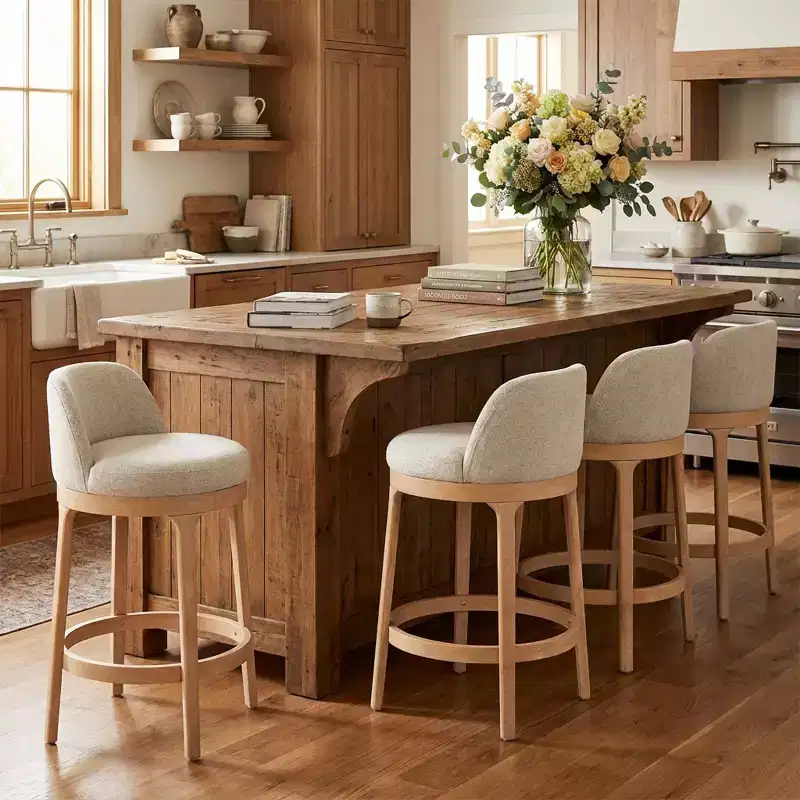 Christopher Knight Home Tadashi Modern Rubberwood Upholstered Bar Stools (Set of 4)