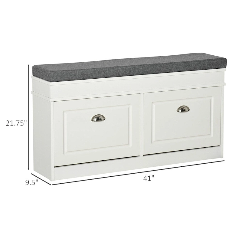 Modern Shoe Rack Bench with Drawers and Adjustable Shelf