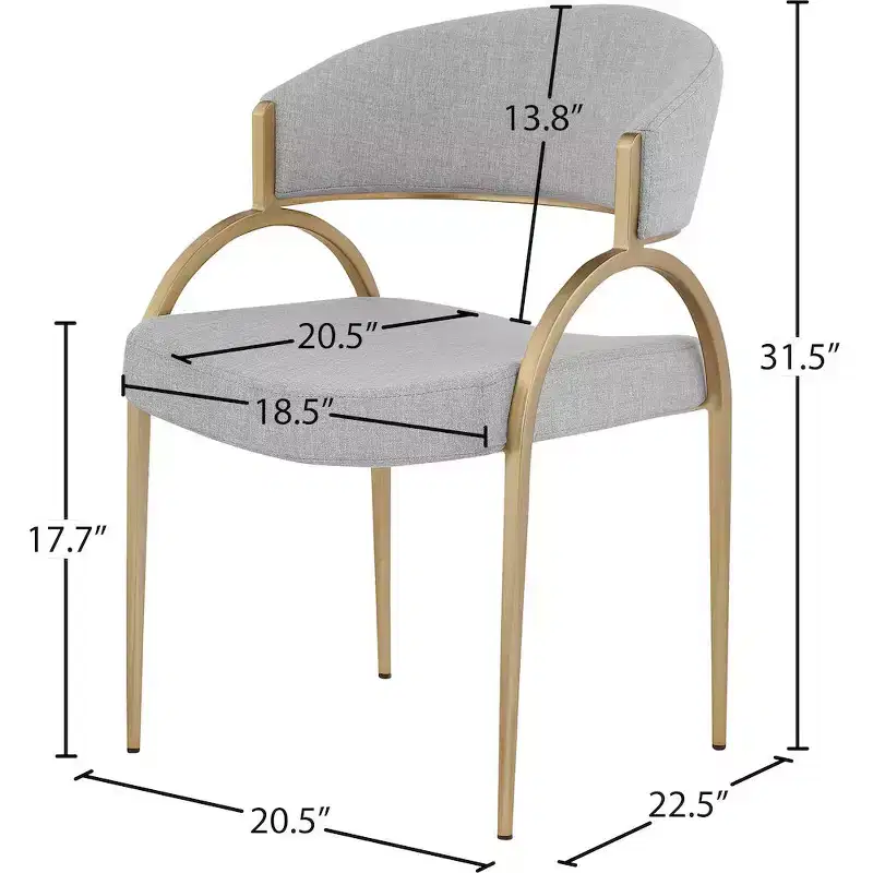 Meridian Furniture,Privet Linen Textured Fabric Dining Chair, Set of 2