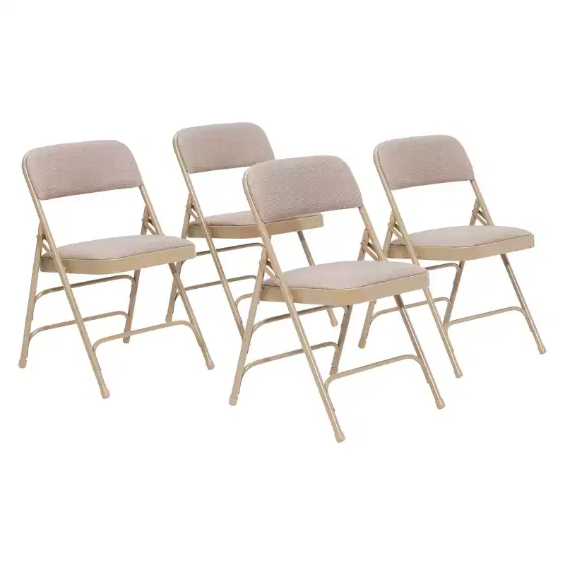 Set of 4 Deluxe Fabric Padded Triple Brace Folding Chairs - Hampden Furnishings