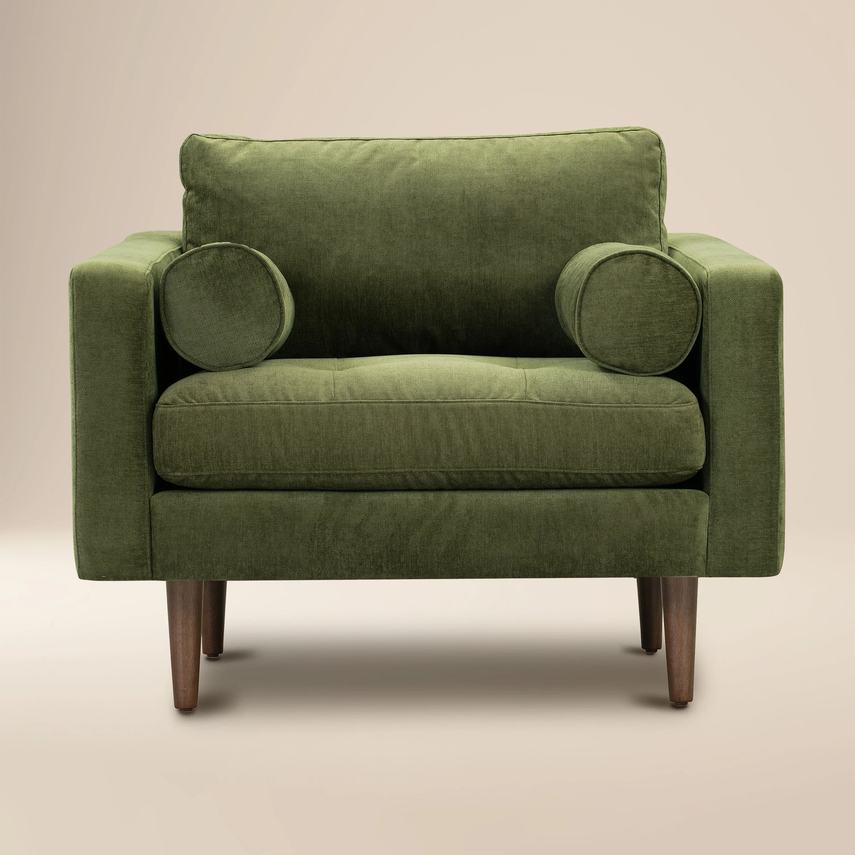 Modern Classic Distressed Green Velvet Lounge Chair with Kiln-Dried