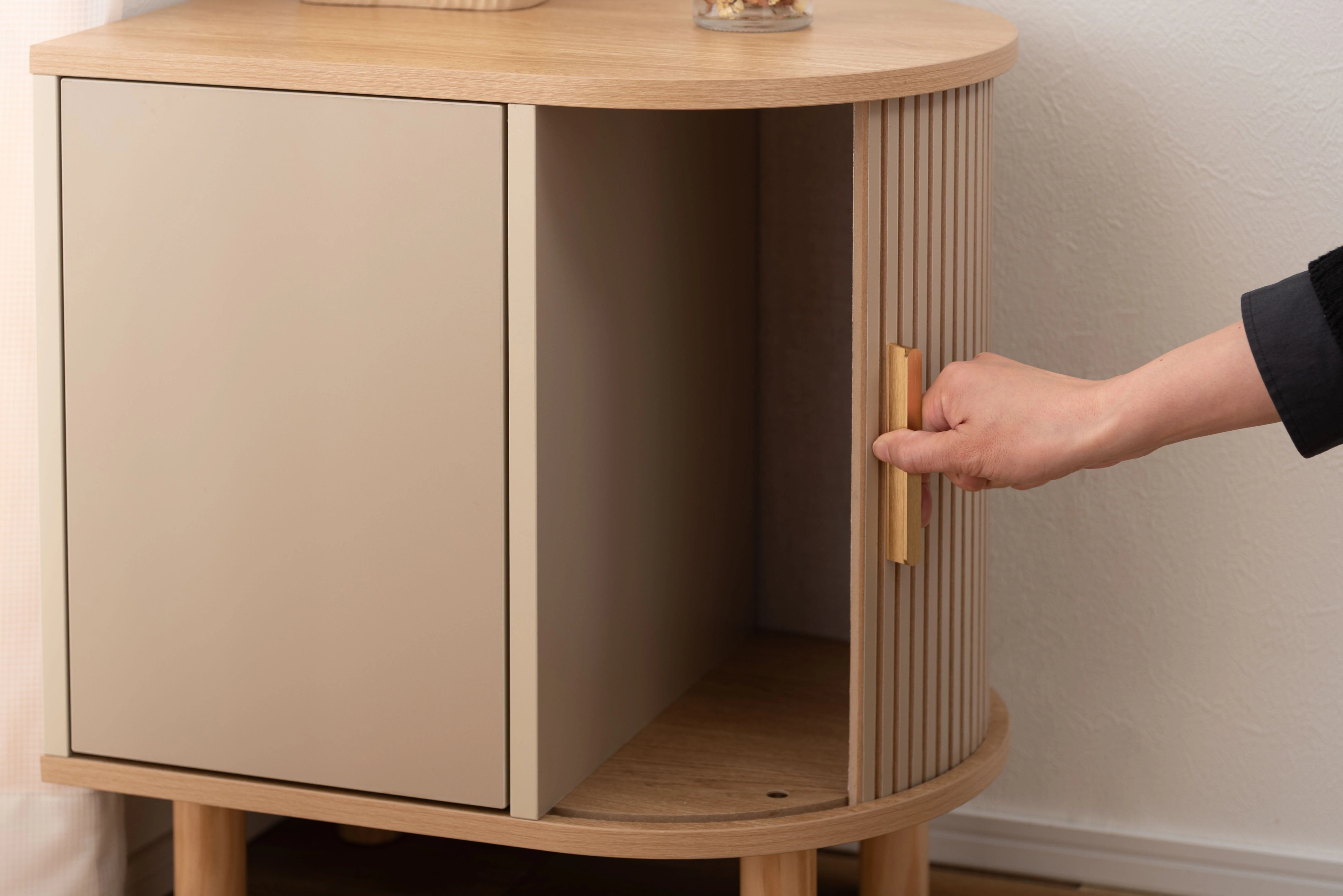 Beige Side Storage Cabinet