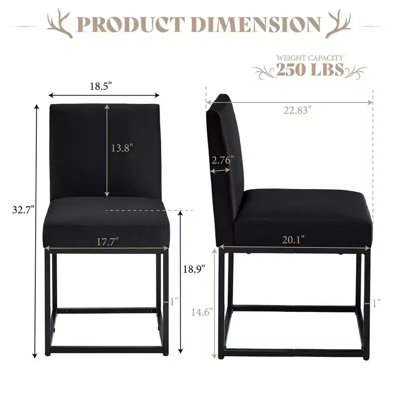 AMERLIFE Mid Century Linen Dining Chairs Set of 6, Modern Upholstered Dinner Chairs