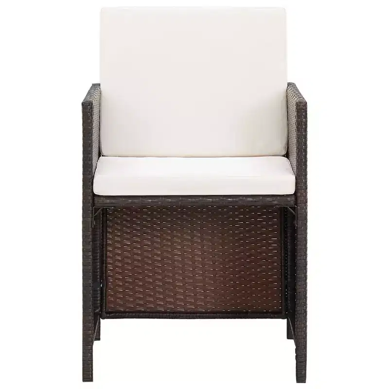 vidaXL Patio Chairs with Cushions 2 pcs Poly Rattan Brown