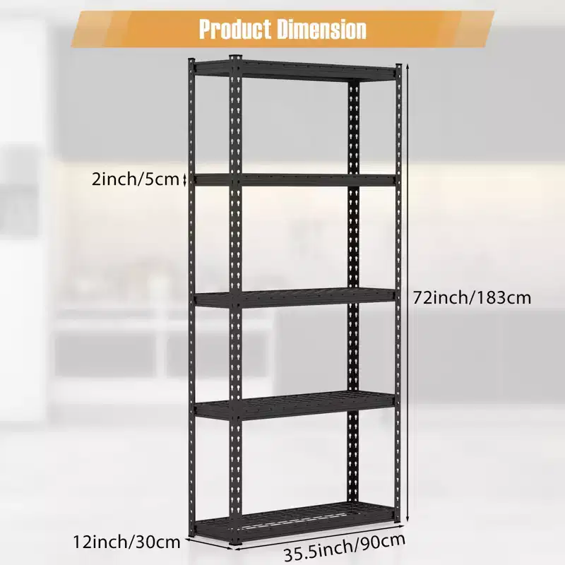 5-Tier Heavy Duty Metal Wire Shelving Unit, Adjustable Shelves & Anti-Slip Feet, 1-4 Pack