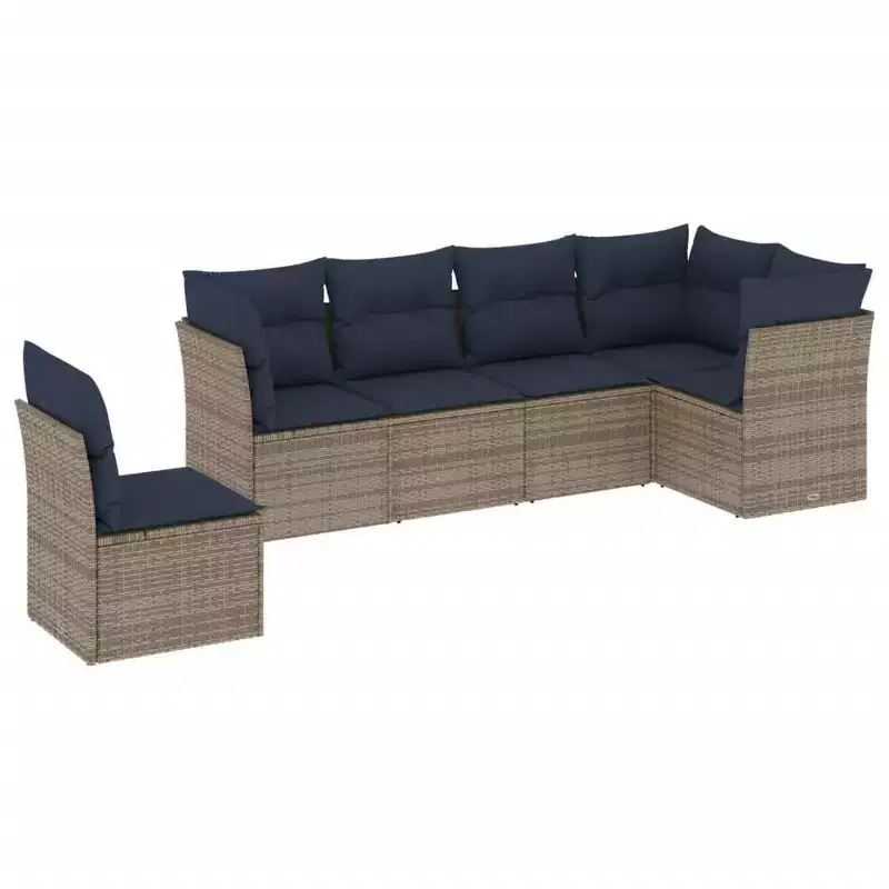 vidaXL 7 Piece Patio Sofa Set with Cushions Brown Poly Rattan