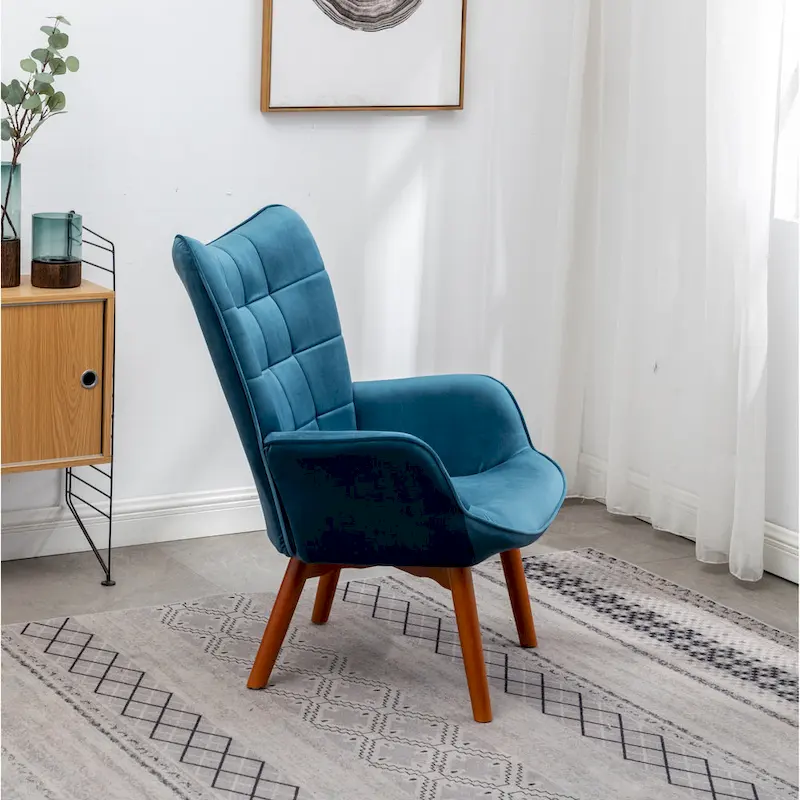 Carson Carrington Aasen Silky Velvet Tufted Accent Chair with Ottoman
