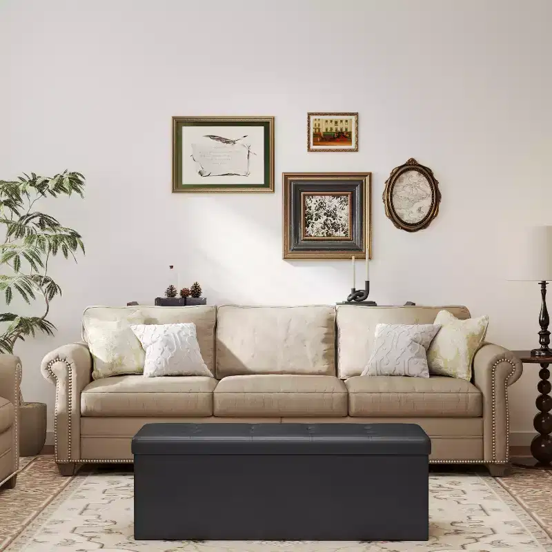 Foldable Storage Ottoman Bench, Black/Brown/Coffee Brown/White, Single Seat