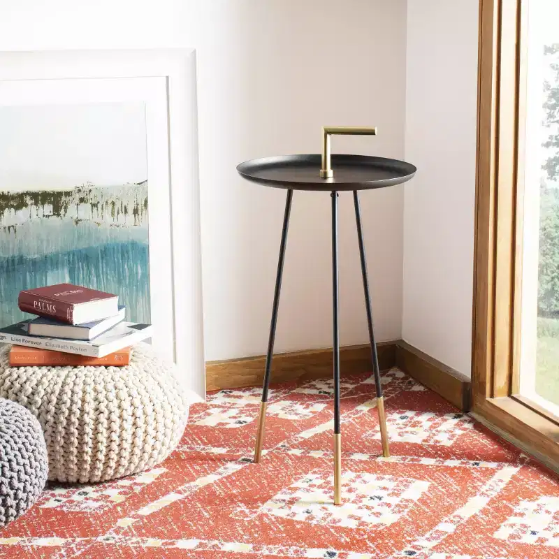 Delia Handle Side Table - FOX4524A - Black/Gold - Safavieh Couture
