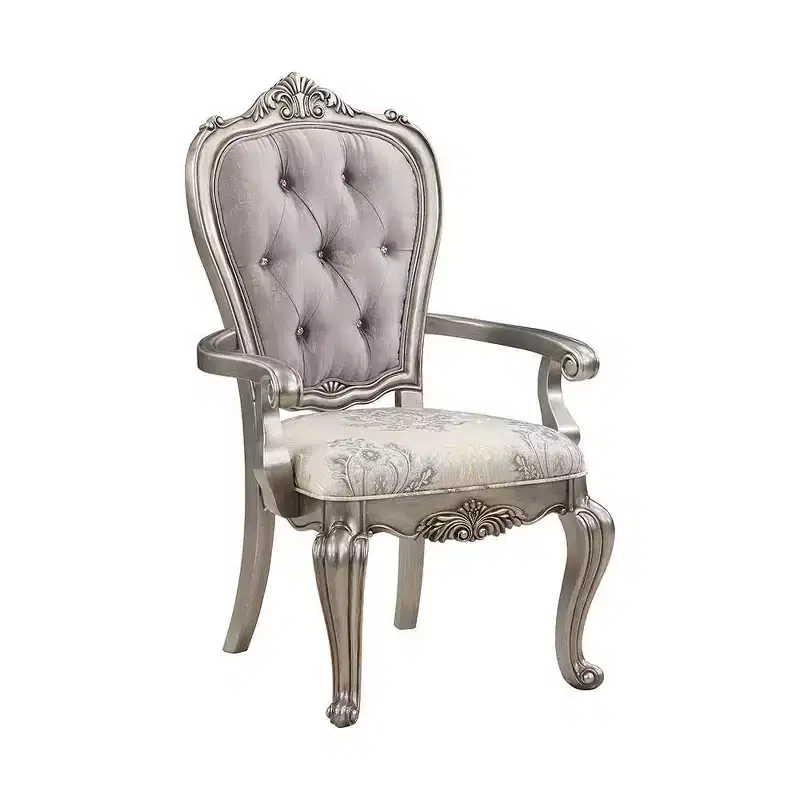 23.25 Ariadne Dining Chair Velvet & Antique Platinum Finish - Acme Furniture