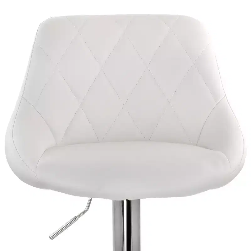 Elama 2 Piece Diamond Stitched Faux Leather Bar Stool in Black with Chrome Base and Adjustable Height