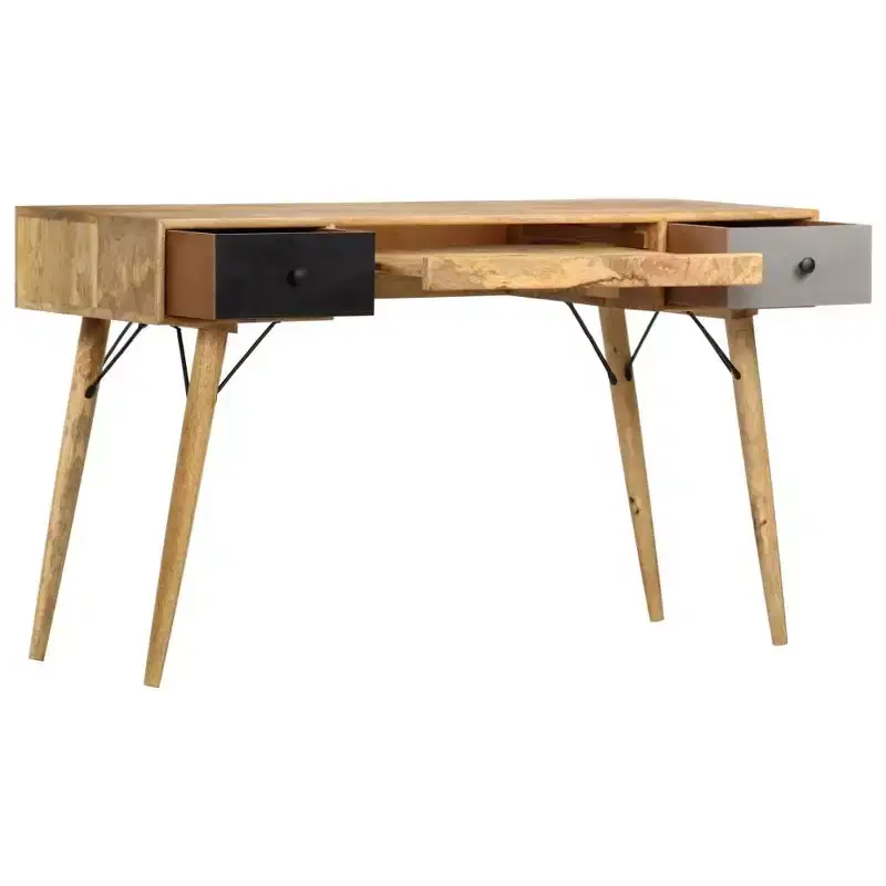 vidaXL Desk Natural Mango Wood Solid Mango Wood 51.2x19.7x31.5 in Desk - Brown