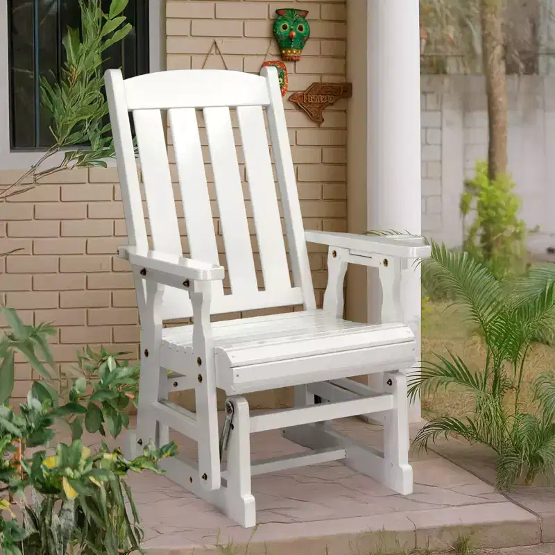 Karl Home | 32 in. Solid Wood Patio Glider Chair with Cup Holder