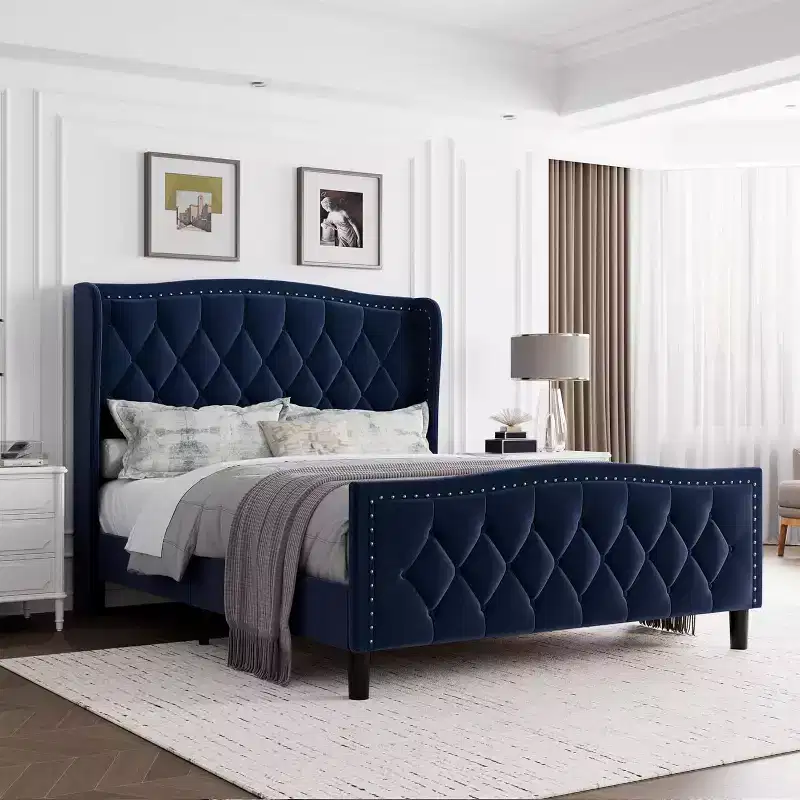 Platform Bed Frame with Storage Headboard, USB Charging Station, 4 Storage Drawers, No Spring Mattress Required, Easy to Assemble, Heavy-Duty Support