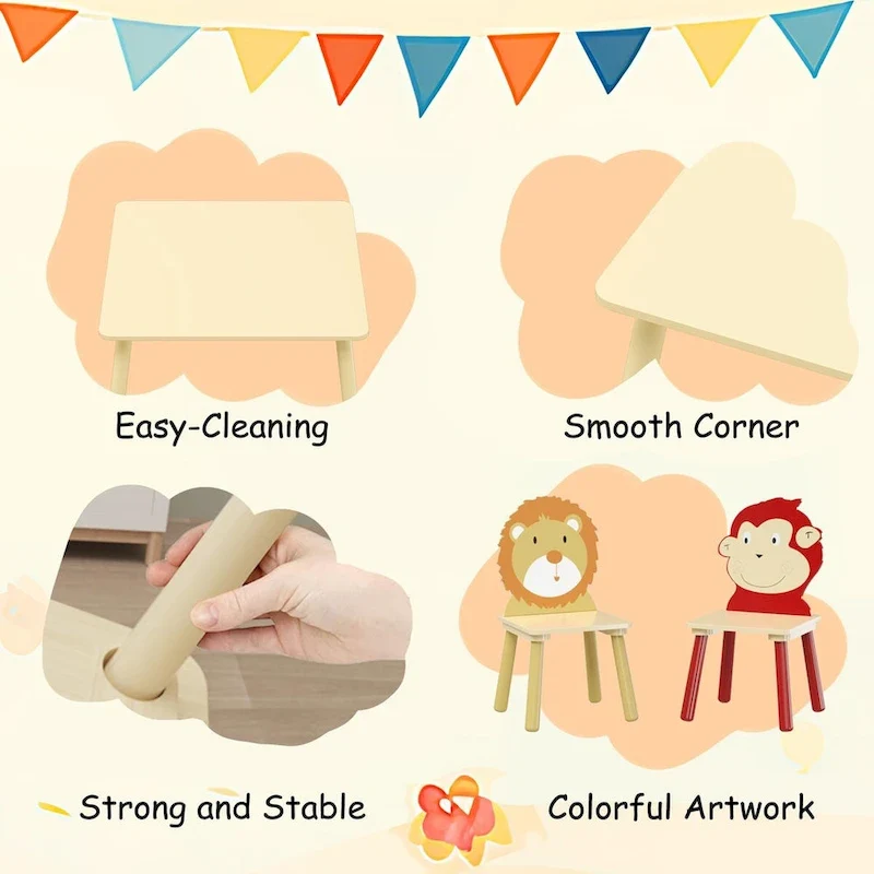 3 Pieces Toddler Table and Chair Set