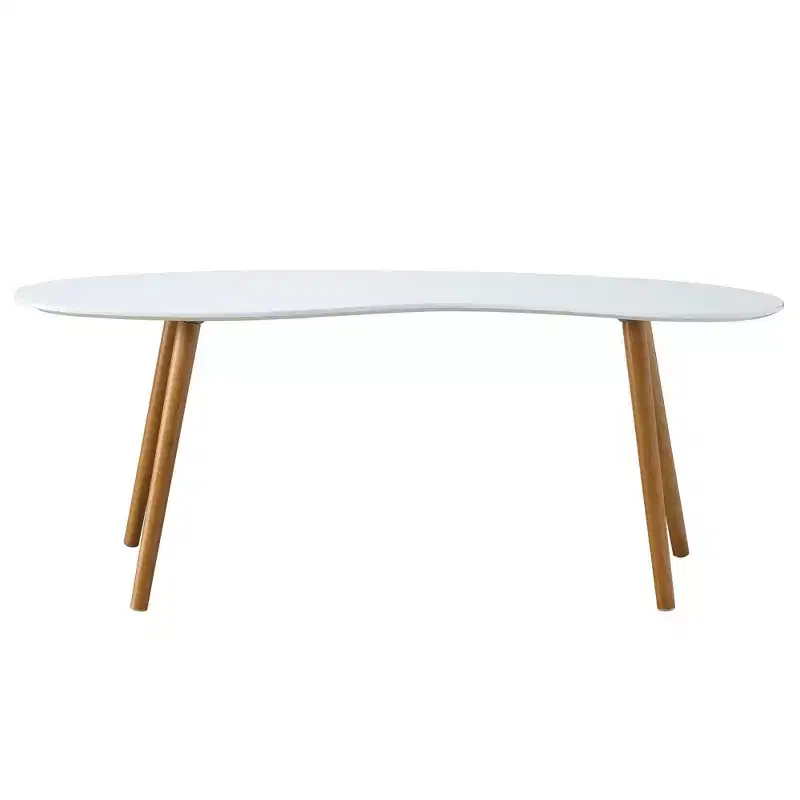 Oslo Bean Shaped Coffee Table White/Bamboo - Breighton Home