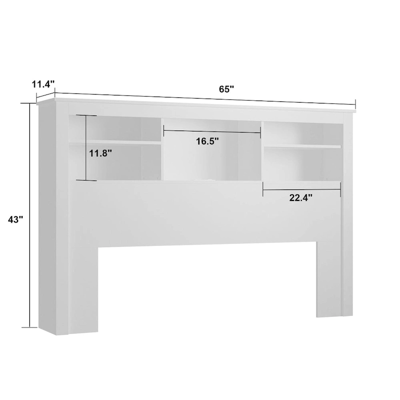 65W x 43H Bookcase Headboard With Light