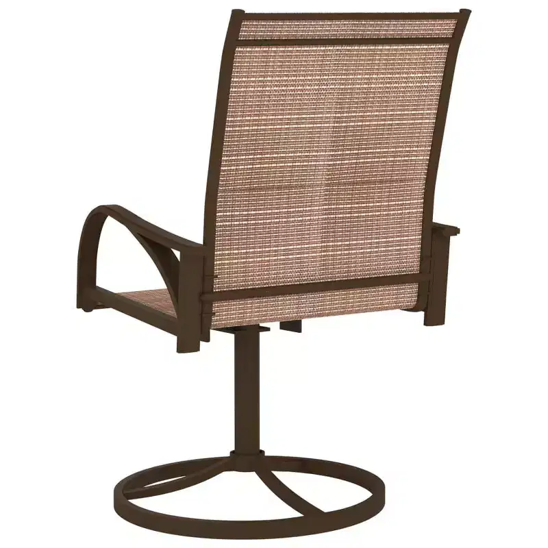 vidaXL 2x Garden Swivel Chairs Textilene and Steel Lounge Seat Gray/Brown