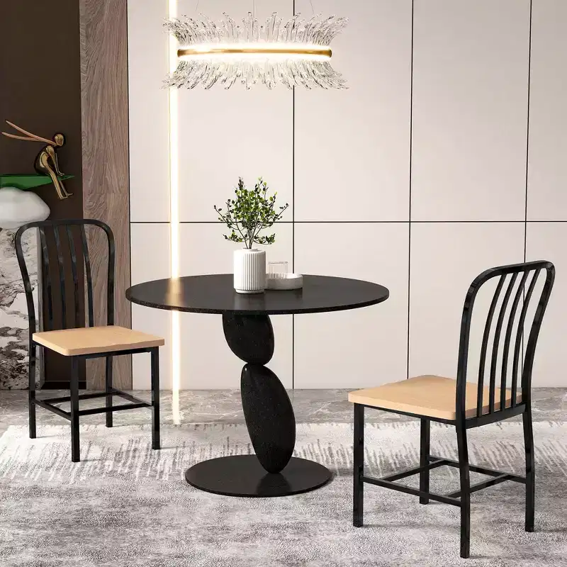 High Back Dining Chairs Set of 2 with Metal Frame & Footrests, Navy, Kitchen & Dining Room Chairs