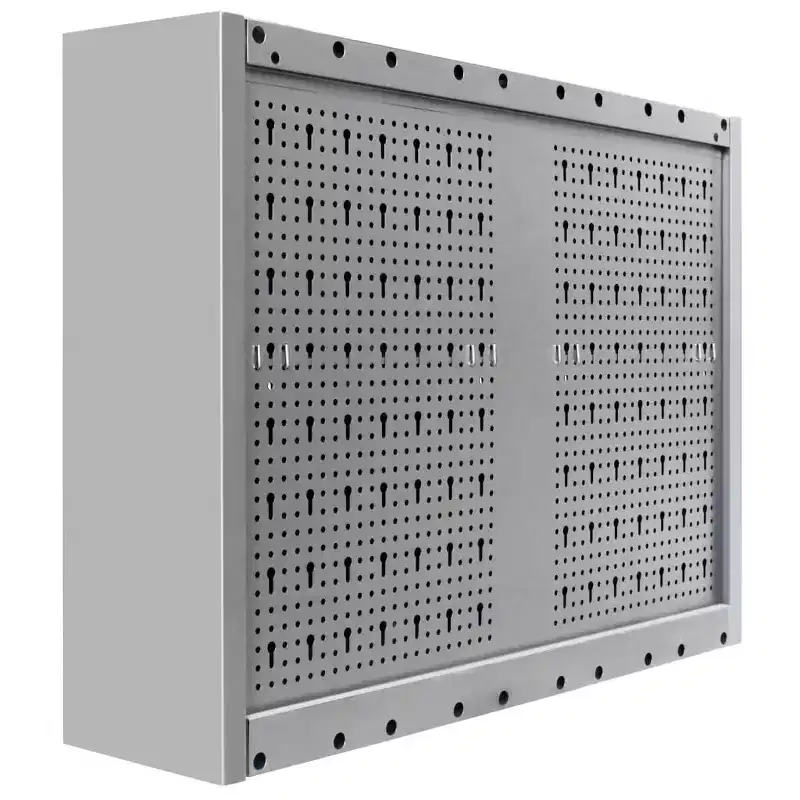 vidaXL Wall Mounted Tool Cabinet Industrial Style Metal Gray and Black - Gray