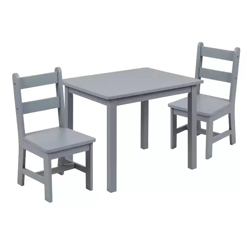 Flash Furniture Kids Solid Hardwood Table and Chair Set for Playroom, Bedroom, Kitchen - 3 Piece Set