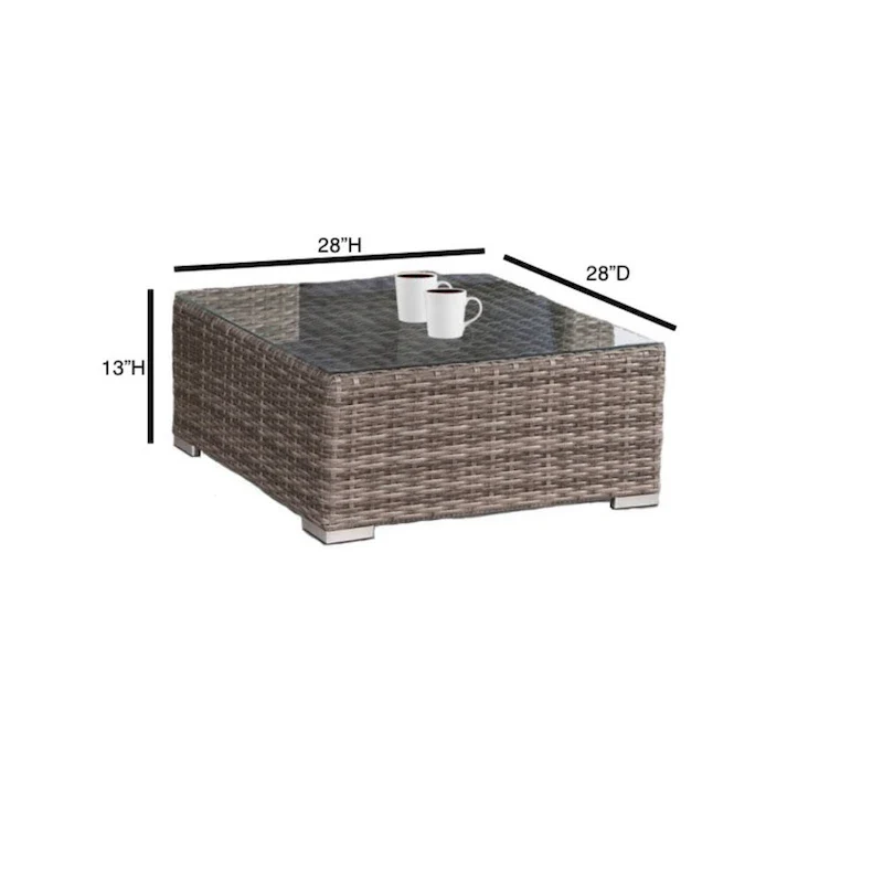 LSI 7 Piece Rattan Sunbrella Sectional Seating Group with Cushions