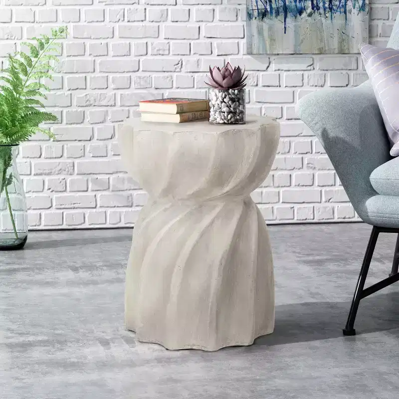 Outdoor Side Table, Sunburst Hourglass Shape