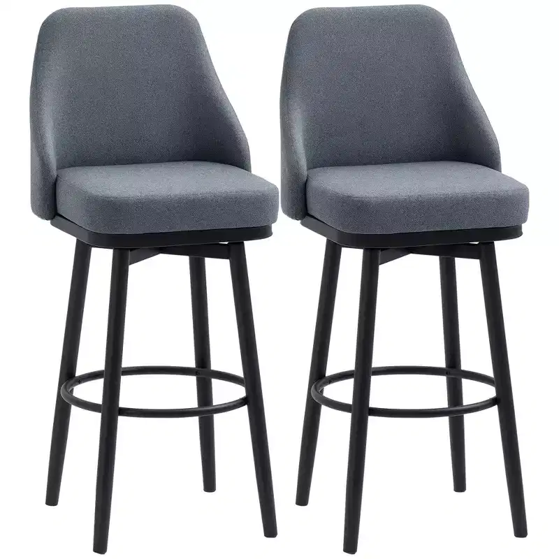 Modern Bar Stools, Set of 2 Swivel Kitchen Chairs