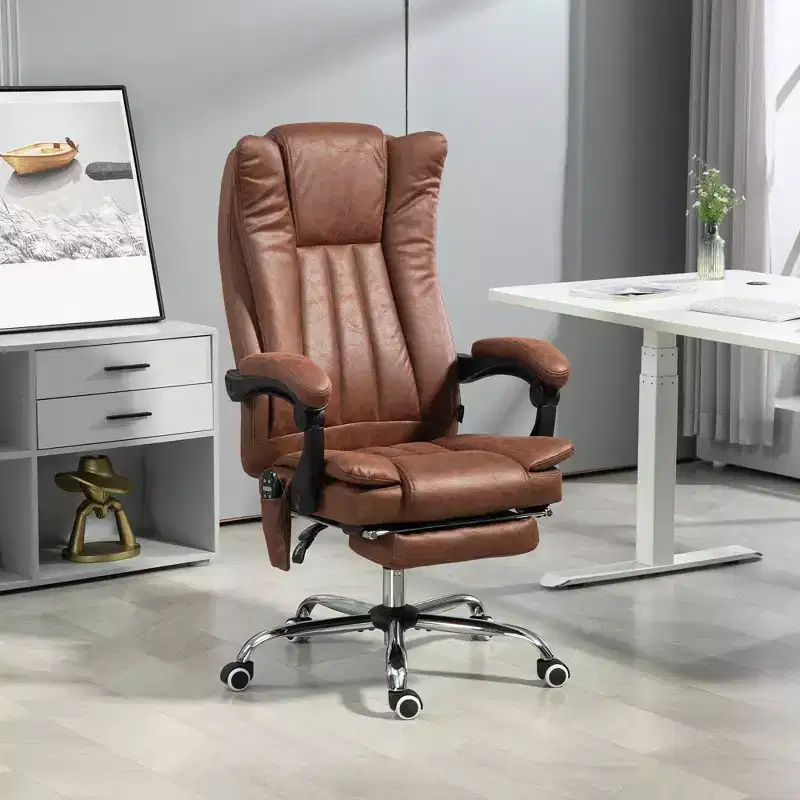 Massage Office Chair with 6 Points and Heat, Reclining Computer Chair with Adjustable Height and Footrest