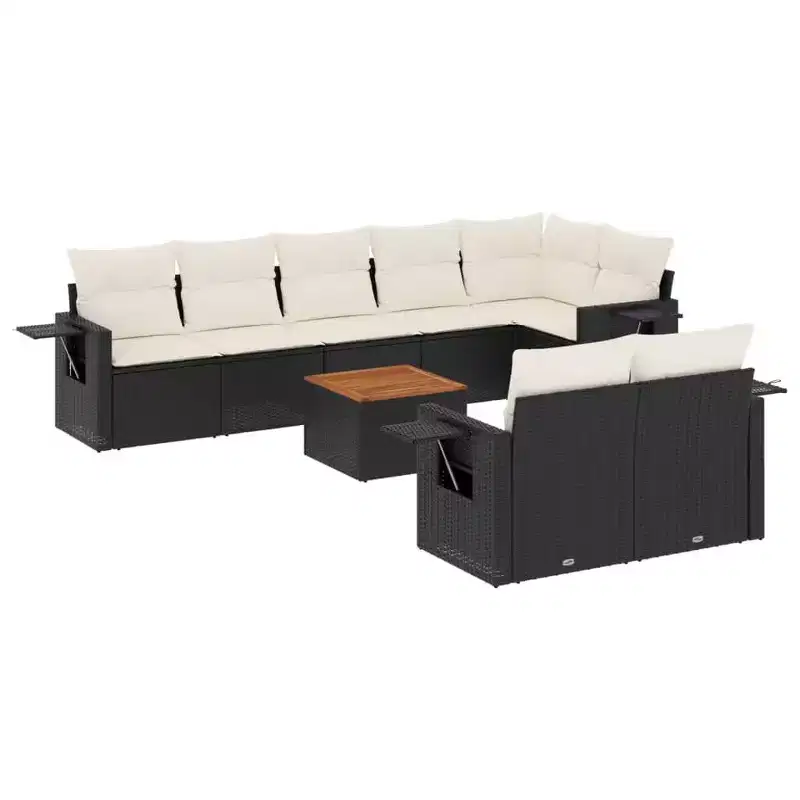 vidaXL Modular Garden Sofa Set with Cushions Poly Rattan