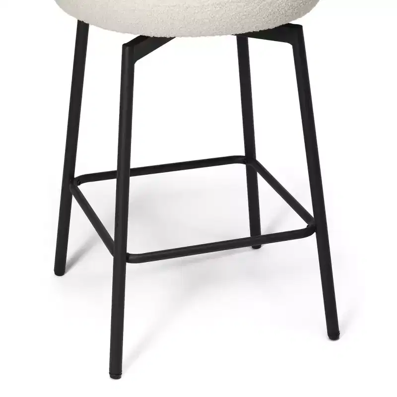 Modern Upholstered Faux Shearling Fabric Counter Height Bar Stools with Back (Set of 2