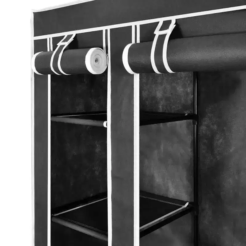 vidaXL Cabinet Black Non-woven Fabric, Iron Collapsible Fabric Wardrobe